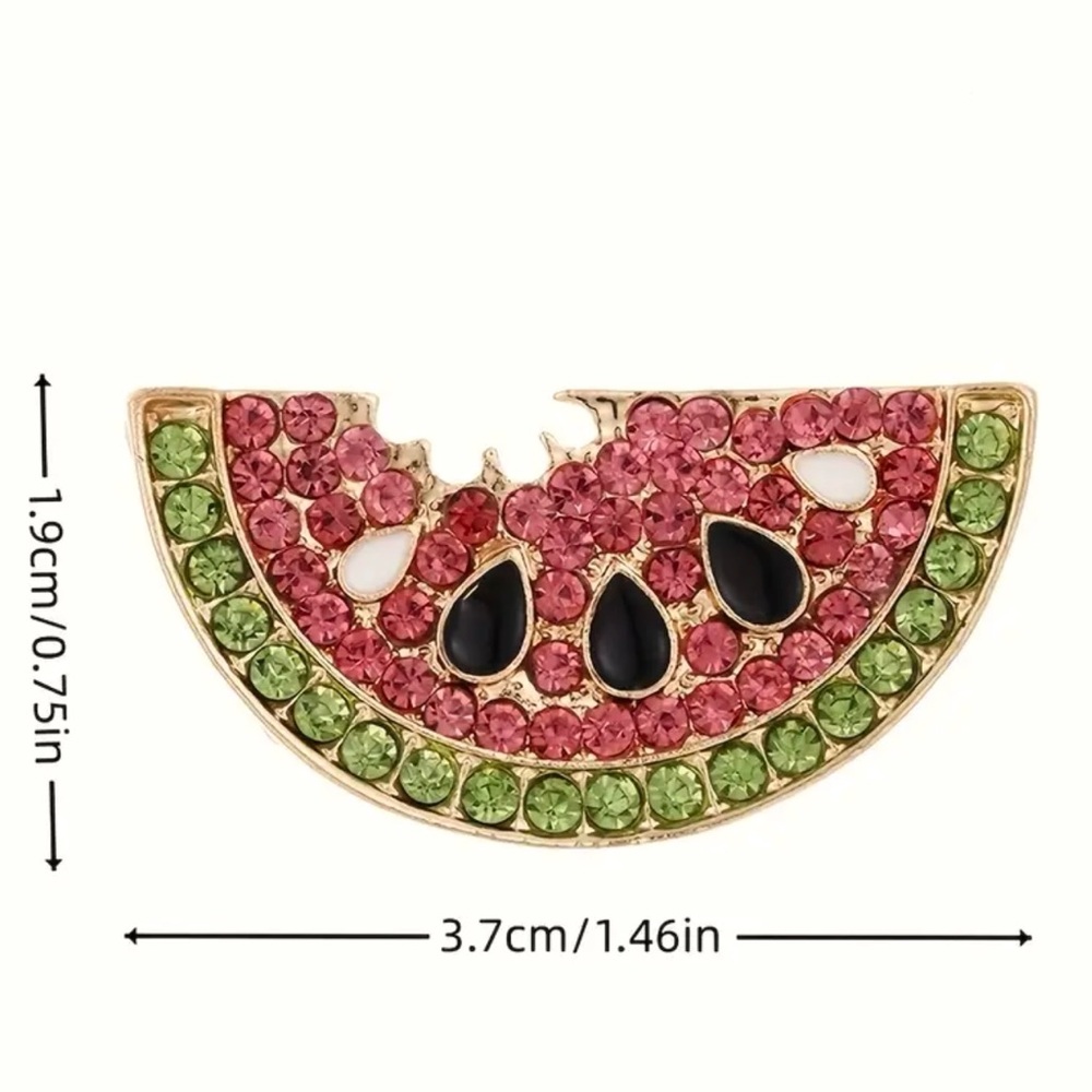 NWOT - Watermelon Slice Brooch with Pink and Green Crystals - Picture 6 of 6